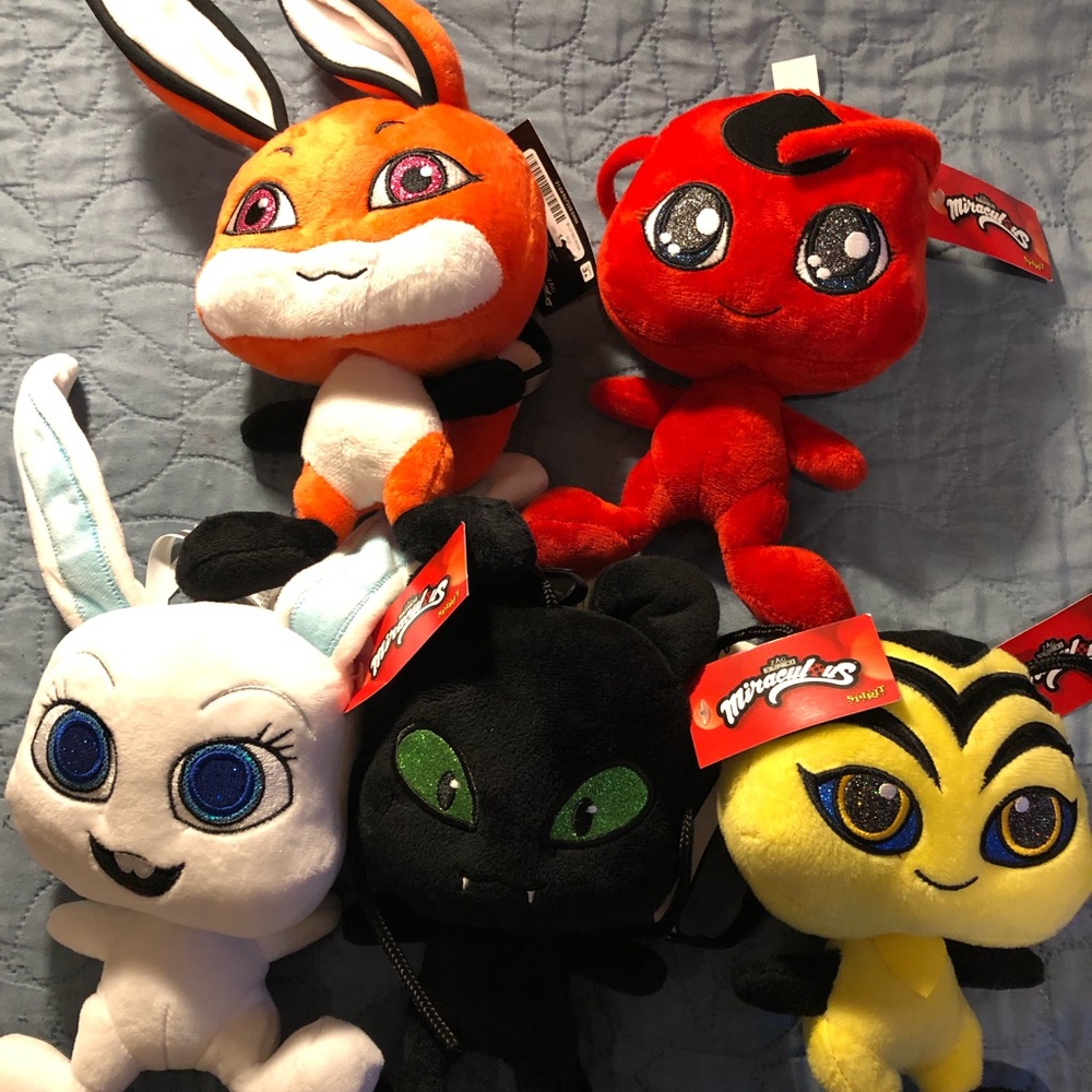 Miraculous Ladybug Plush set of 5 with tags.